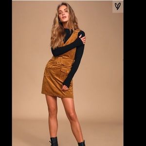 Lulu's Tan Mini Dress with Black Sleeves